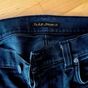 Nudie Jeans Thin Finn 33w 34L black. Washed so now more gray black.